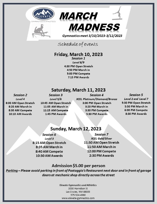 2023 March Madness Meet Schedule updated 22723